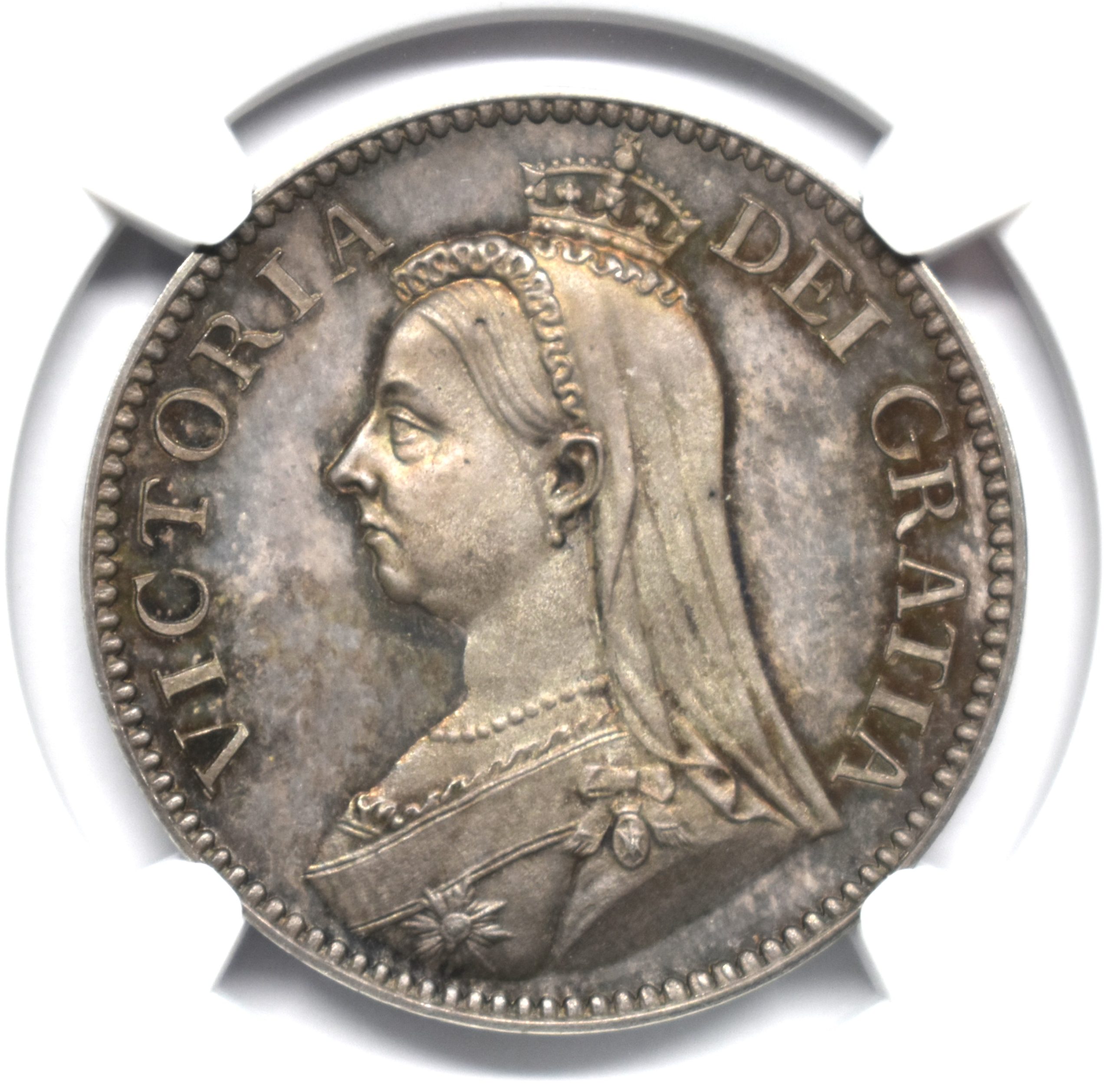 Sold】【R7】1884年 ヴィクトリア ハーフクラウン パターン銀貨 PF65 